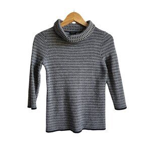 Talbots Size Small 100% Pure Merino Wool Geometric Knit Cowl Neck Sweater